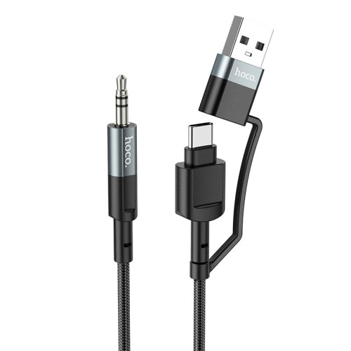 Кабель HOCO Type-C+USB 2-in-1 digital audio conversion cable UPA23 |1m, DAC| black