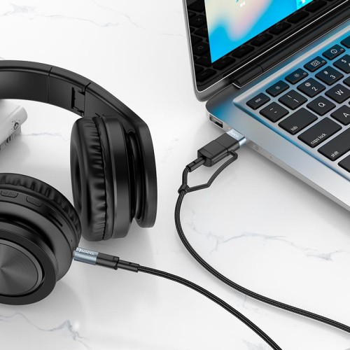Кабель HOCO Type-C+USB 2-in-1 digital audio conversion cable UPA23 |1m, DAC| black