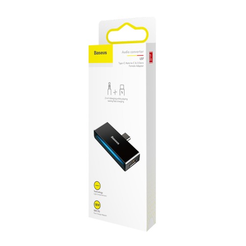 Перехідник BASEUS Type - C Male To Type-C / 3.5 mm L57 |18W PD| black
