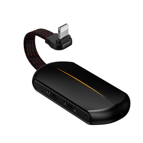 Перехідник BASEUS GAMO 3-in-1 Lightning Male to Dual lightning / 3.5 mm Female Adapter L47 black