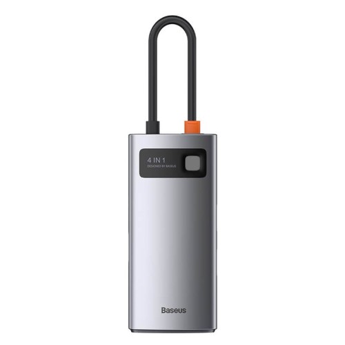 Hub адаптер BASEUS Type-C Metal Gleam Series 4-in-1 Multifunctional Docking Station |2USB, HDMI, Type-C, 100W PD| (CAHUB-CY0G) grey