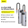 Hub адаптер BASEUS Type-C Metal Gleam Series 4-in-1 Multifunctional Docking Station |2USB, HDMI, Type-C, 100W PD| (CAHUB-CY0G) grey
