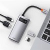 Hub адаптер BASEUS Type-C Metal Gleam Series 4-in-1 Multifunctional Docking Station |2USB, HDMI, Type-C, 100W PD| (CAHUB-CY0G) grey