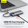 Hub адаптер BASEUS Type-C Metal Gleam Series 4-in-1 Multifunctional Docking Station |2USB, HDMI, Type-C, 100W PD| (CAHUB-CY0G) grey