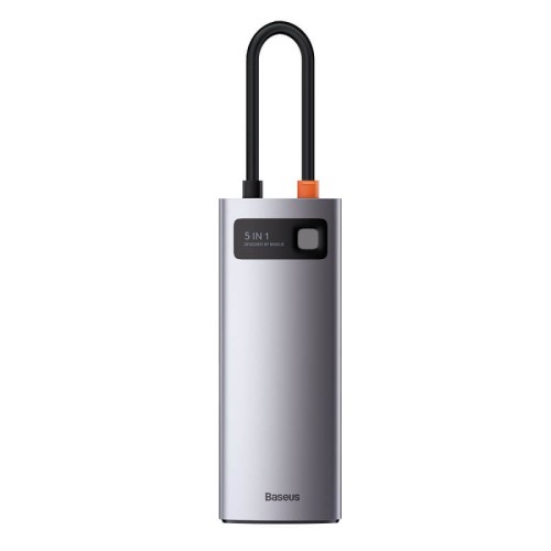 Hub адаптер BASEUS Type-C Metal Gleam Series 5-in-1 Multifunctional Docking Station |3USB, HDMI, Type-C, 100W PD| (CAHUB-CX0G) grey