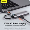 Hub адаптер BASEUS Type-C Metal Gleam Series 5-in-1 Multifunctional Docking Station |3USB, HDMI, Type-C, 100W PD| (CAHUB-CX0G) grey