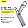 Hub адаптер BASEUS Type-C Metal Gleam Series 5-in-1 Multifunctional Docking Station |3USB, HDMI, Type-C, 100W PD| (CAHUB-CX0G) grey