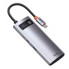 Hub адаптер BASEUS Type-C Metal Gleam Series 5-in-1 Multifunctional Docking Station |3USB, HDMI, Type-C, 100W PD| (CAHUB-CX0G) grey