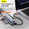 Hub адаптер BASEUS Type-C Metal Gleam Series 5-in-1 Multifunctional Docking Station |3USB, HDMI, Type-C, 100W PD| (CAHUB-CX0G) grey