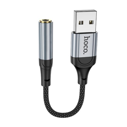 Перехідник HOCO Fresh external sound card USB to 3.5 LS36 |0.12m, DAC| black