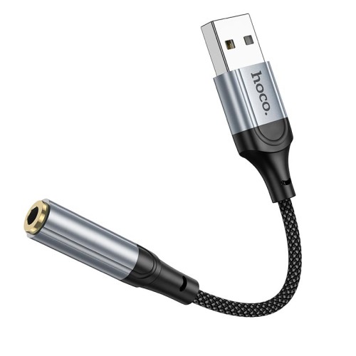 Перехідник HOCO Fresh external sound card USB to 3.5 LS36 |0.12m, DAC| black