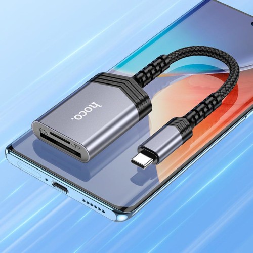 Перехідник HOCO 2-in-1 card reader Type-C UA25 grey
