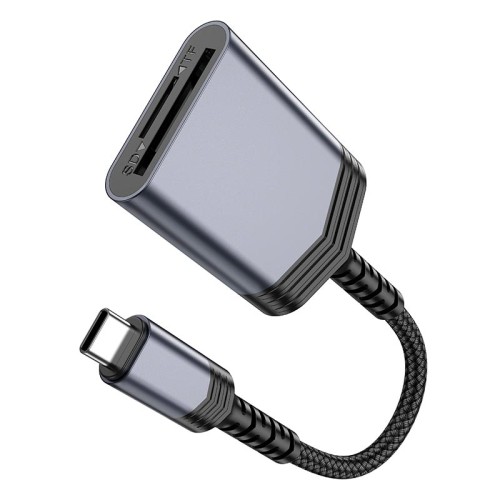 Перехідник HOCO 2-in-1 card reader Type-C UA25 grey