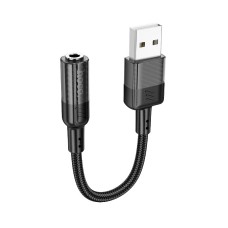 Перехідник HOCO Spirit transparent external sound card USB to 3.5mm LS37 |15cm, DAC| black