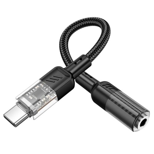 Перехідник HOCO Spirit transparent digital audio converter Type-C to 3.5mm LS37 |15cm, DAC| black