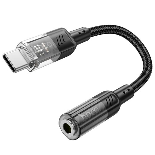 Перехідник HOCO Spirit transparent digital audio converter Type-C to 3.5mm LS37 |15cm, DAC| black