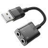 Перехідник HOCO Spirit 2-in-1 transparent external sound card for earphones USB to 3.5mm LS37 |15cm, DAC| grey
