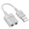 Перехідник HOCO Spirit 2-in-1 transparent external sound card for earphones USB to 3.5mm LS37 |15cm, DAC| grey