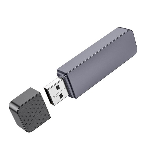 Перехідник HOCO Spirit 2-in-1 USB 2.0 card reader HB45 |480Mbps, 2TB Max| metal-grey
