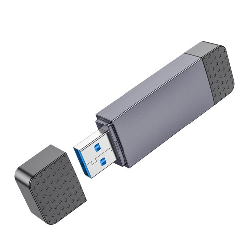 Перехідник HOCO Spirit 2-in-1 USB/Type-C 3.0 card reader HB45  |5Gbps, 2TB Max| metal-grey