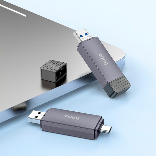 Перехідник HOCO Spirit 2-in-1 USB/Type-C 3.0 card reader HB45  |5Gbps, 2TB Max| metal-grey