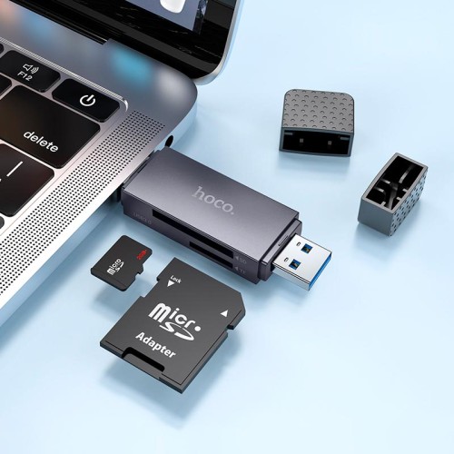 Перехідник HOCO Spirit 2-in-1 USB/Type-C 3.0 card reader HB45  |5Gbps, 2TB Max| metal-grey