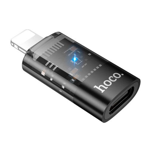 Перехідник HOCO iP male to C female OTG transparent adapter UA36A |480Mbps, 2A| black