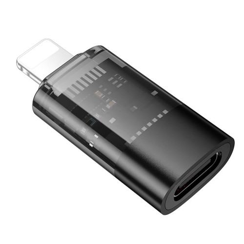 Перехідник HOCO iP male to C female OTG transparent adapter UA36A |480Mbps, 2A| black