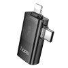 Перехідник HOCO iP male/C male to USB female OTG 2-in-1 transparent adapter UA36E |480Mbps, 2A| black
