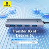 HUB адаптер Baseus UltraJoy Series 4-Port  HUB Lite |USB-A to USB3.0*4, 5Gbps,15cm| grey