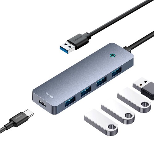 HUB адаптер Baseus UltraJoy Series 4-Port  HUB Lite |USB-A to USB3.0*4, 5Gbps,15cm| grey