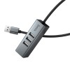 Перехідник HOCO 4-in-1 converter (USB to USB2.0*3+RJ45) HB1D |1m, 480Mbps| metal-grey