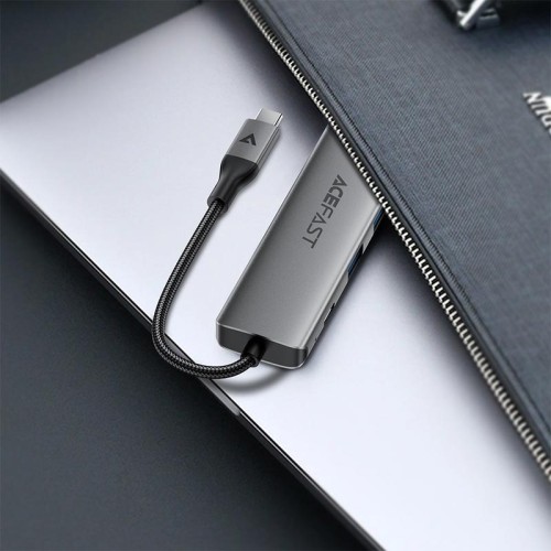 HUB адаптер ACEFAST USB-C 6-in-1 HUB docking station J18  |0.15m, 4K, PD90W, 5Gbps| grey