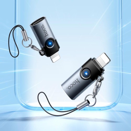 Перехідник HOCO Victory iP male to Type-C female adapter UA46A  |OTG, LED| grey
