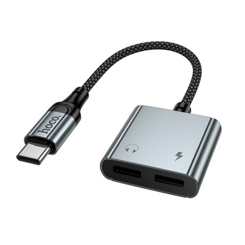 Перехідник HOCO digital audio converter Type-C to dual Type-C UPA34A |10W/2A, DAC, 0.15m| grey