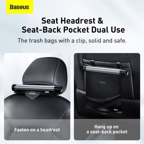 Кріплення для сміттєвих пакетів в авто BASEUS Clean Garbage Bag for Back Seat of Cars |2 rolls trash bag/40pcs| (CRLJD-C01) black
