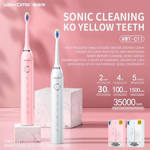 Електро зубна щітка Smart Sonic Electric Toothbrush WK WT-C11 |5Modes, 100Days Standby, IPX7| white