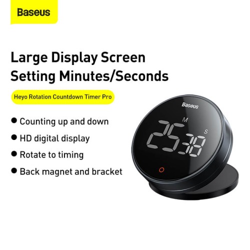 Таймер з магнітним кріпленням BASEUS heyo rotation countdown timer Pro (FMDS000013) grey