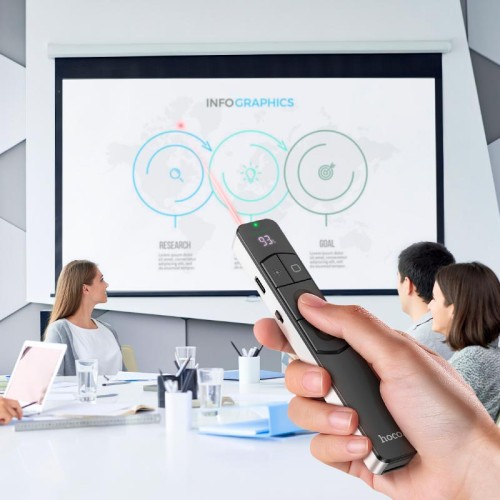 Розумна указка HOCO Smart PPT page turning pen GM202 |2.4G, 100m, Type-C, LCD, 8H| silver