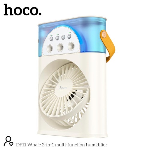 Портативний вентилятор-зволожувач HOCO Whale 2-in-1 multi-function humidifier DF11 |3 speed, Abbient Light, 10h| Milky white