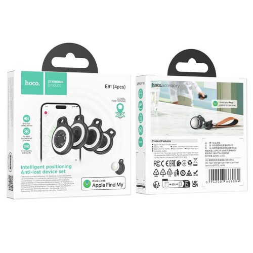 Пошуковий трекер HOCO Tiger intelligent positioning anti-lost device set E91 (4PCS) white