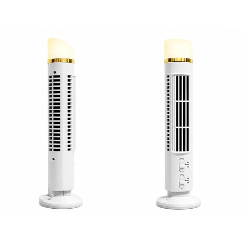 Вентилятор Bladeless Tower Fan FS-001 |2Level, LED, AAA Battery/AC Power| white