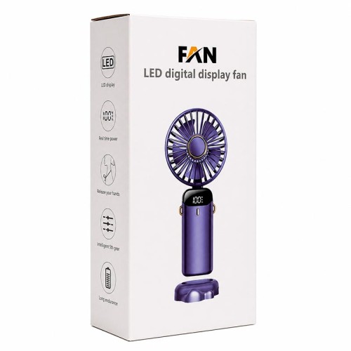 Портативний вентилятор LED digital display fan purple