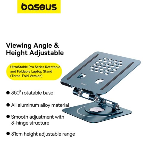 Підставка для ноутбука Baseus UltraStable Pro Series Rotatable and Foldable Laptop Stand (3hinge) Space gray