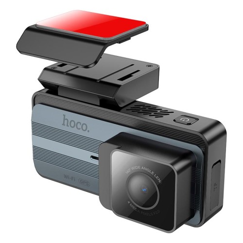 Відеорегістратор  HOCO driving recorder 2K display GPS (with rear camera) DV12 |25fps, 3.69", 2K, WiFi| grey