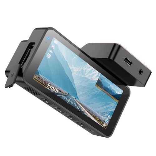 Відеорегістратор  HOCO driving recorder 2K display GPS (with rear camera) DV12 |25fps, 3.69", 2K, WiFi| grey