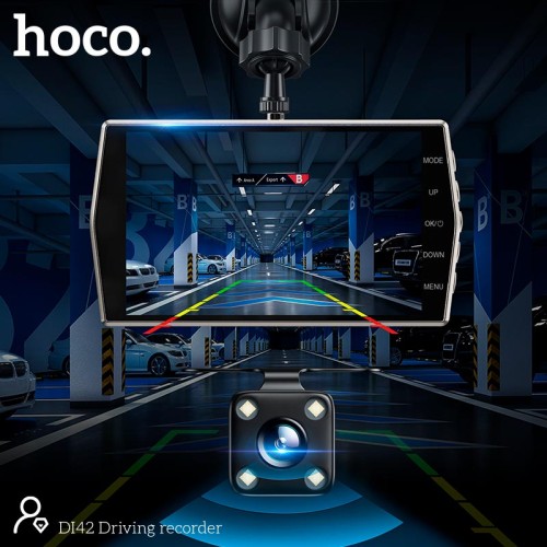 Відеорегістратор HOCO DI42 Driving recorder with rear camera |720p front/480p rear| metal-grey