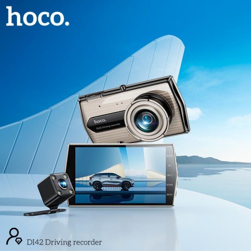 Відеорегістратор HOCO DI42 Driving recorder with rear camera |720p front/480p rear| metal-grey