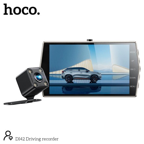 Відеорегістратор HOCO DI42 Driving recorder with rear camera |720p front/480p rear| metal-grey