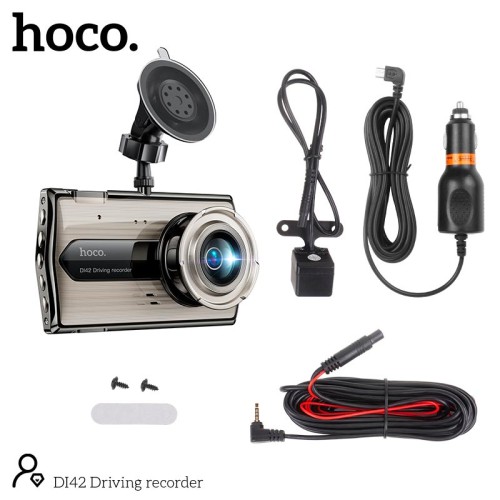 Відеорегістратор HOCO DI42 Driving recorder with rear camera |720p front/480p rear| metal-grey